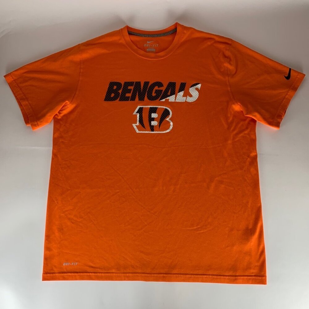 Cincinnati Bengals NFL Orange Nike Dri Fit Short Sleeve Athletic Shirt Mens XL